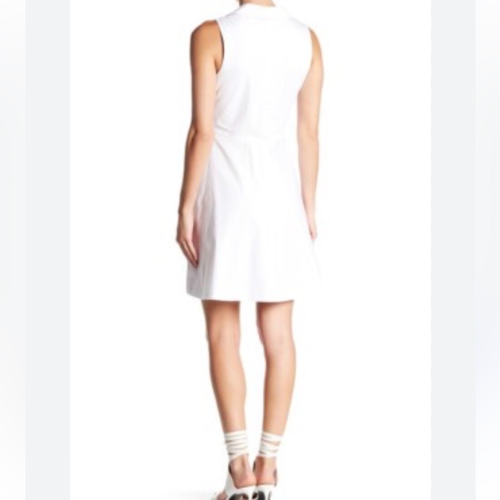🆕THEORY Poplin White Sleeveless Collared Flare Shirt Dress. Size 6 - Picture 2 of 10
